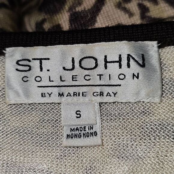 St John Collection Womens Wool Blend Leopard Faux Wrap Sweater Small - Picture 4 of 5